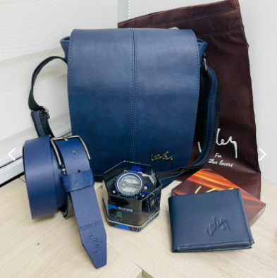 Kit Exclusivo de Caballero – Bolso, Billetera, Cinturón y Reloj